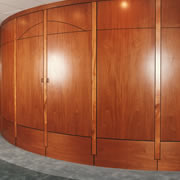 Woodpecker Enterprises - Curved Mahogany Media Wall